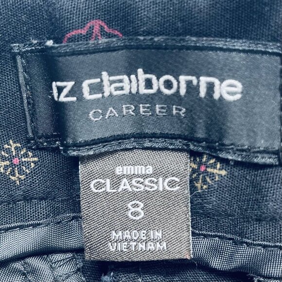 LIZ CLAIBORNE Pants Size 8 Women’s Career Emma Classic Patterned Crop Black - Picture 7 of 10